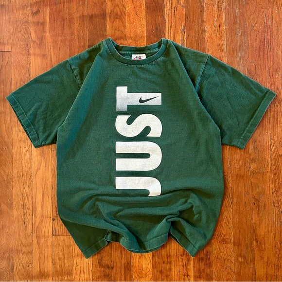 Vintage Nike Just Do It Essential ‘90s USA Green Swoosh Logo Spellout T-shirt M - Picture 1 of 10